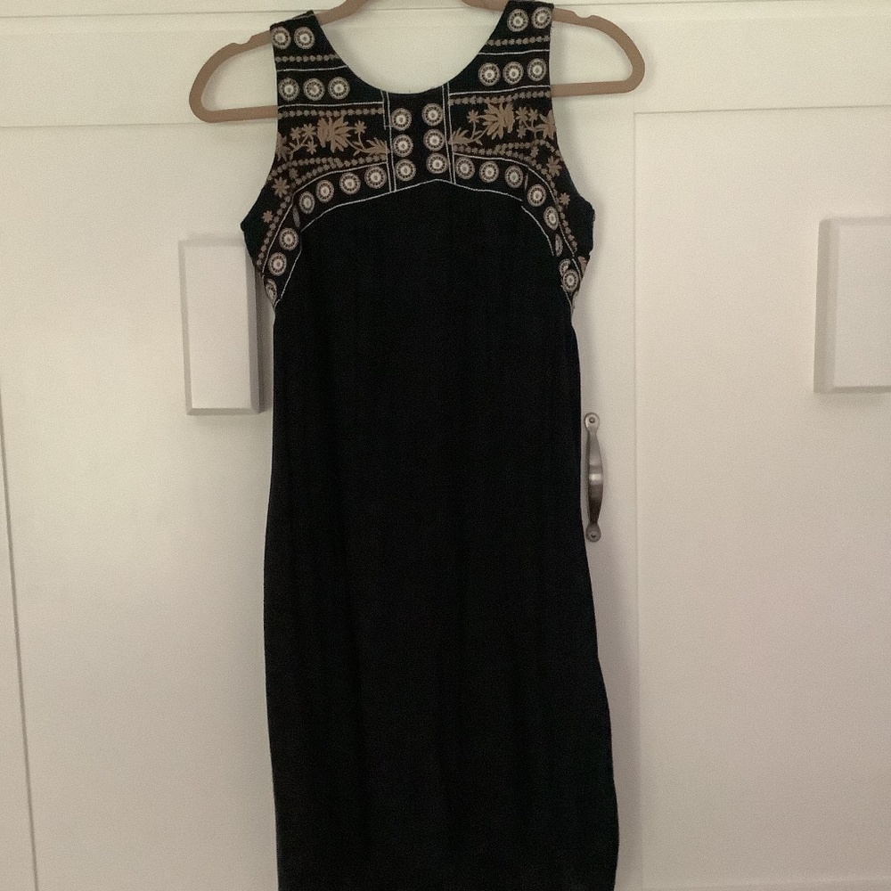 Black embroidered sun dress